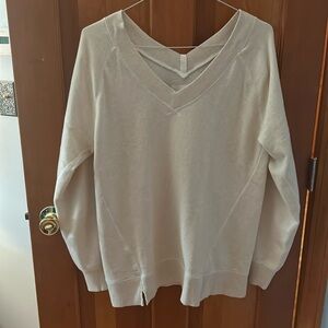 Aerie Cream V-Neck Sweatshirt